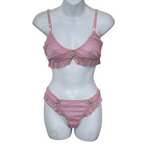 Dolls Kill Sugar Thrillz Star Class Lingerie Set - Pink Size Large NEW